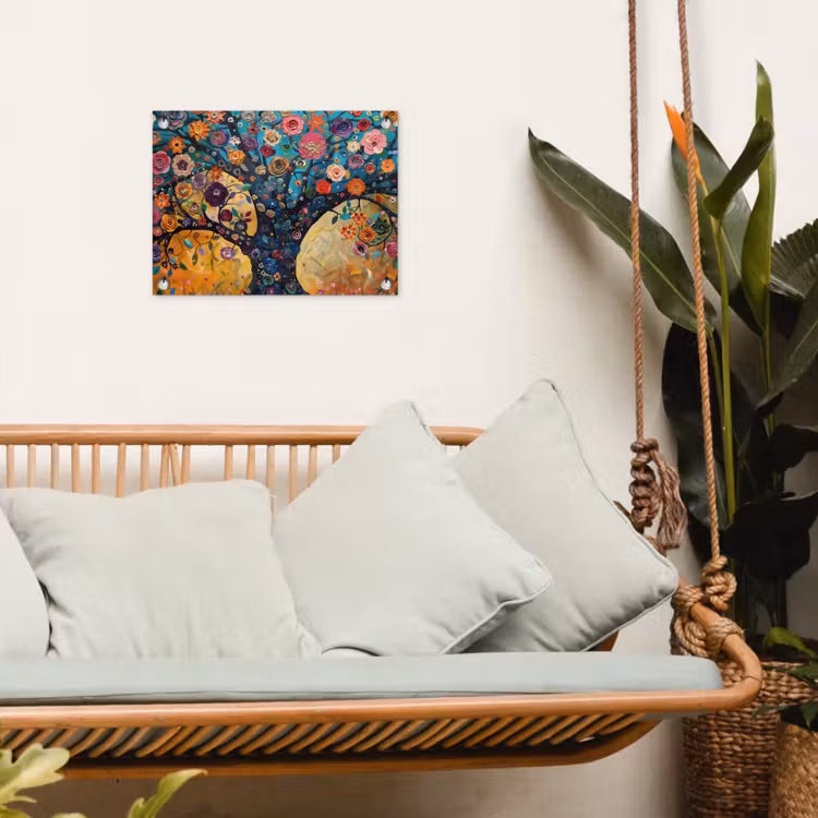 Boom - Levensboom - Kleurrijk - Bloemen - Modern tuinposter los doek klein -sfeer7