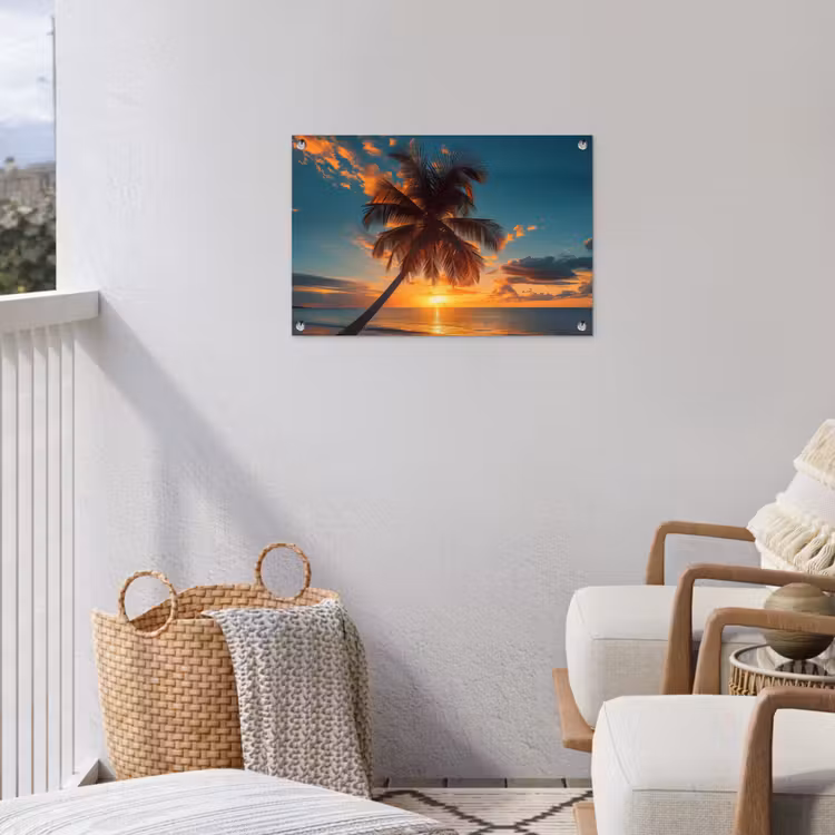 Tropische Droomzonsondergang tuinposter los doek klein -sfeer8