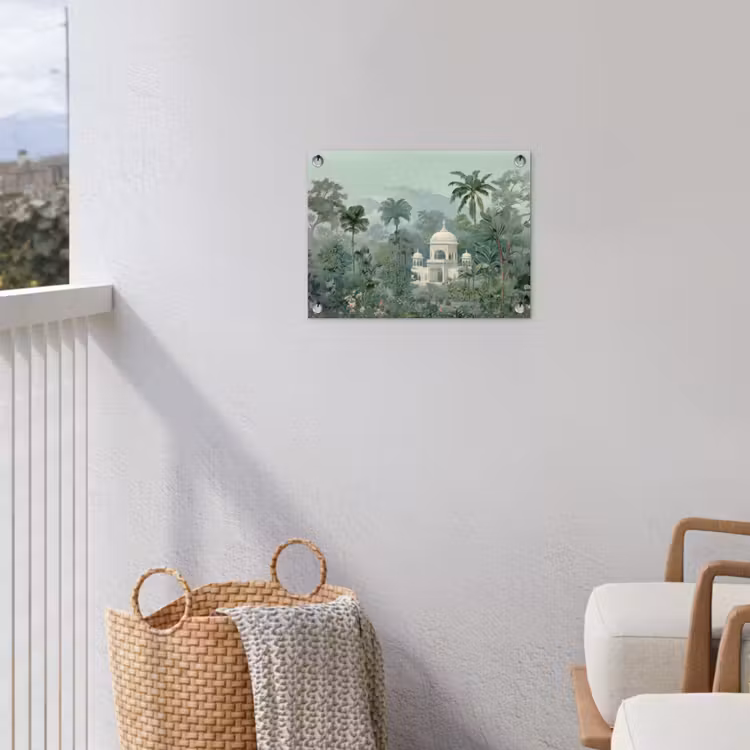 Tropische tuin - Koepelgebouw - Bloemen tuinposter los doek klein -sfeer8