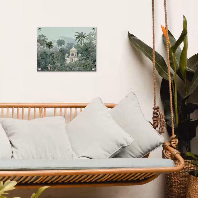 Tropische tuin - Koepelgebouw - Bloemen tuinposter los doek klein -sfeer7