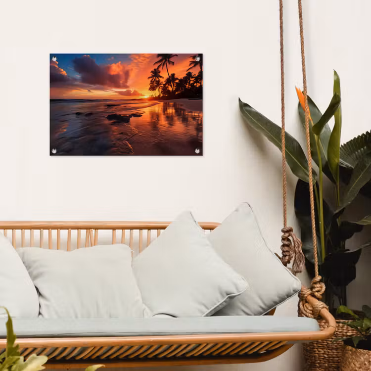 Tropische Zonsondergang tuinposter los doek klein -sfeer7