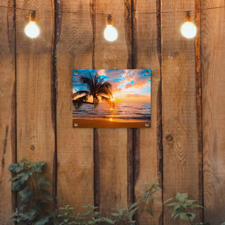 Tropische Zonsondergang aan Zee tuinposter los doek klein -sfeer1