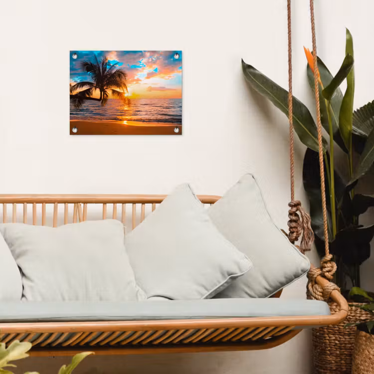 Tropische Zonsondergang aan Zee tuinposter los doek klein -sfeer7