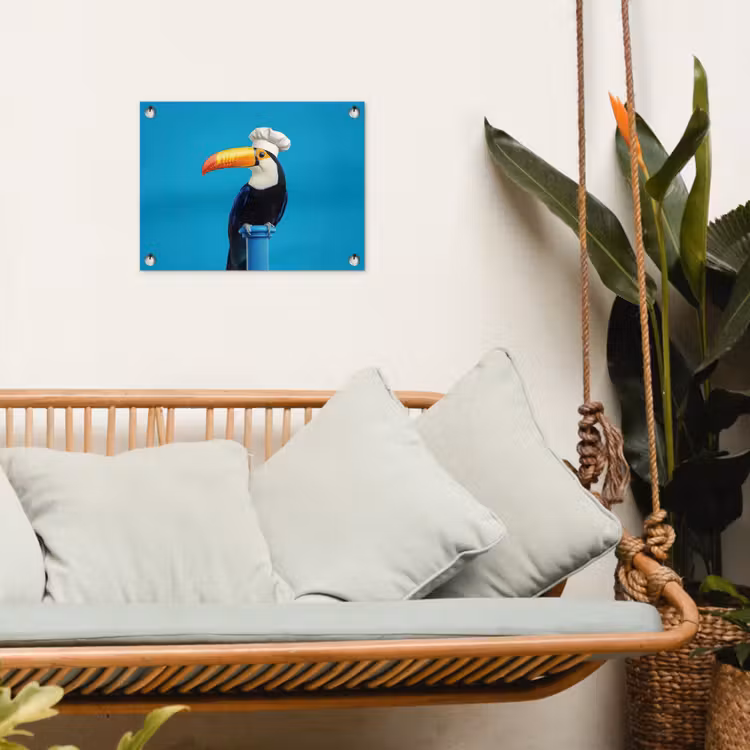 Tucan - Sokkel - Vogel - Koksmuts tuinposter los doek klein -sfeer7
