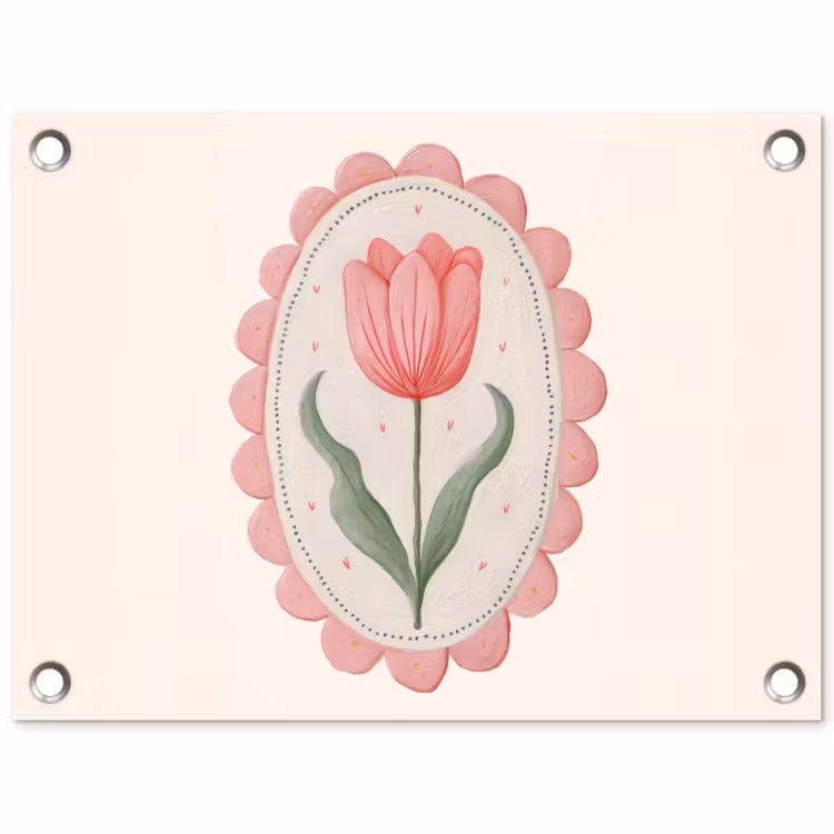 Tulp - Lijst - Ovaal - Illustratie tuinposter los doek klein -3d