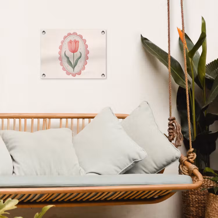 Tulp - Lijst - Ovaal - Illustratie tuinposter los doek klein -sfeer7