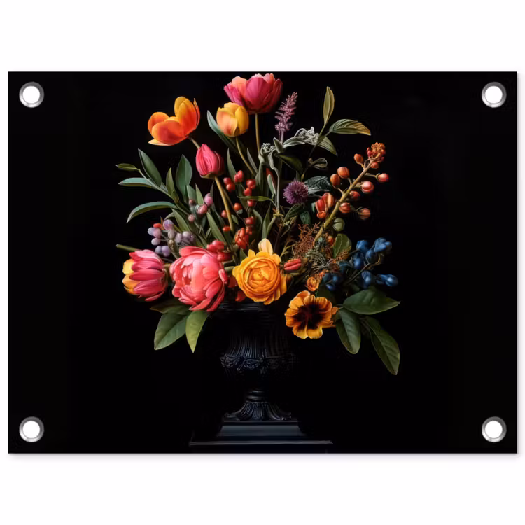 Tulpen - Bessen - Boeket - Vaas tuinposter los doek klein -3d
