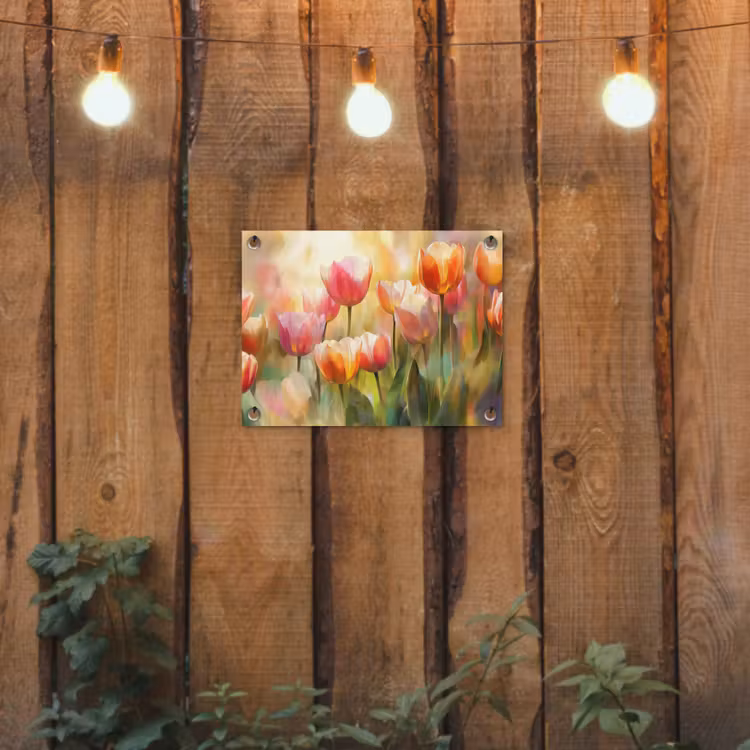 Tulpen - Sprookjesachtig - Kleurrijk tuinposter los doek klein -sfeer1