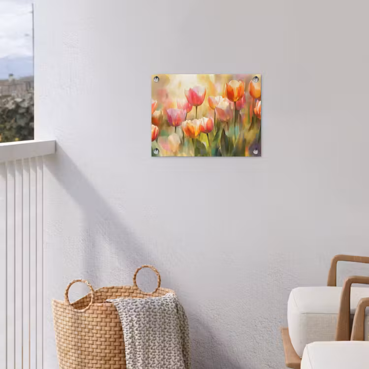 Tulpen - Sprookjesachtig - Kleurrijk tuinposter los doek klein -sfeer8
