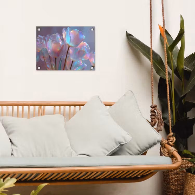 Tulpen - Glazen - Bloemblaadjes - Pasteltinten tuinposter los doek klein -sfeer7