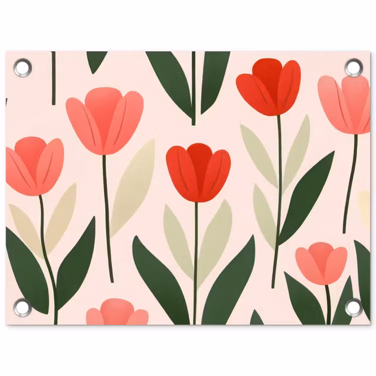Tulpen - Modern - Roze tuinposter los doek klein -3d