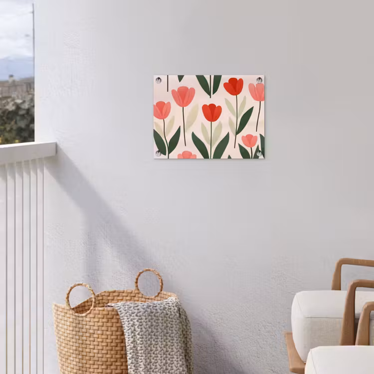 Tulpen - Modern - Roze tuinposter los doek klein -sfeer8