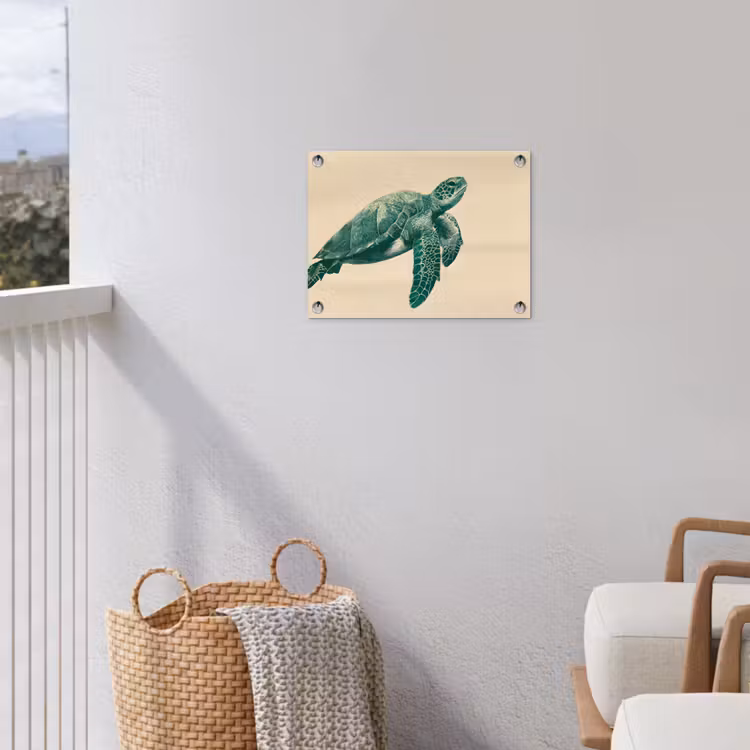 Schildpad - Sierlijk - Groen - Schild tuinposter los doek klein -sfeer8