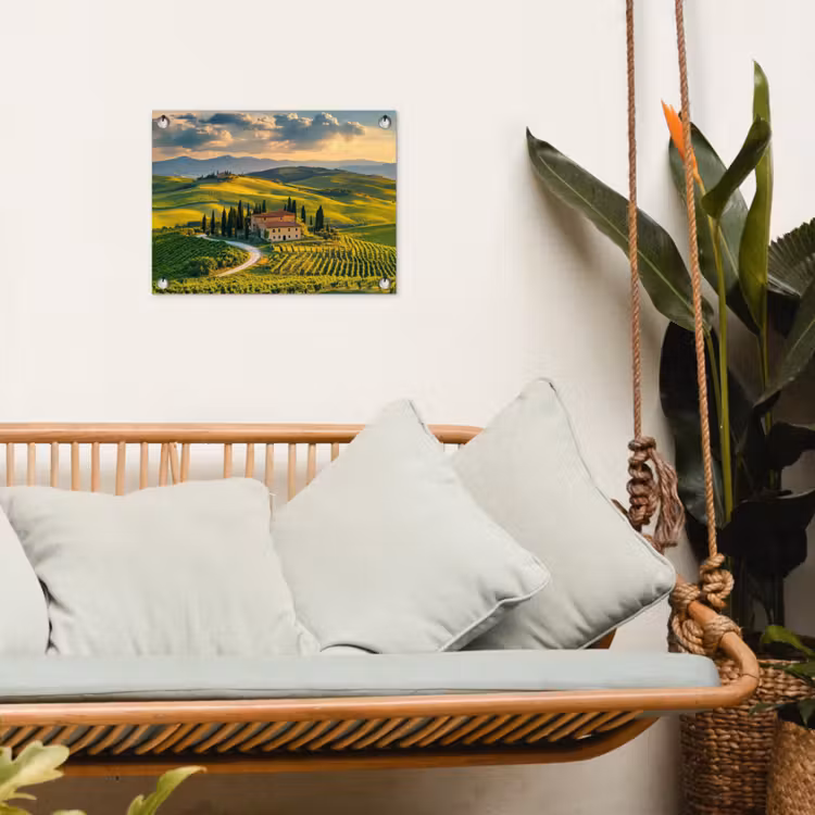 Toscane - Landschap - Wijngaarden tuinposter los doek klein -sfeer7