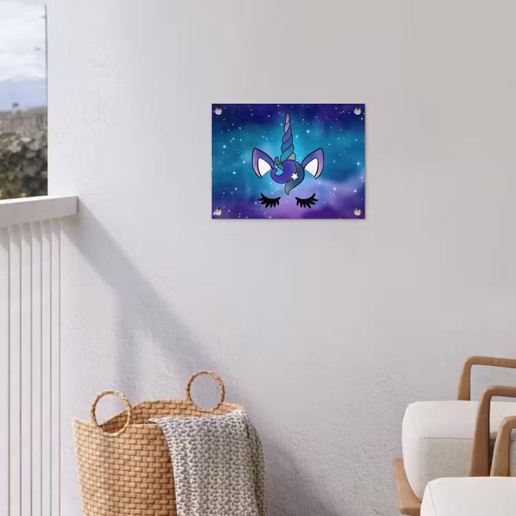 Eenhoorn - Sterrenhemel - Ster - Blauw tuinposter los doek klein -sfeer8