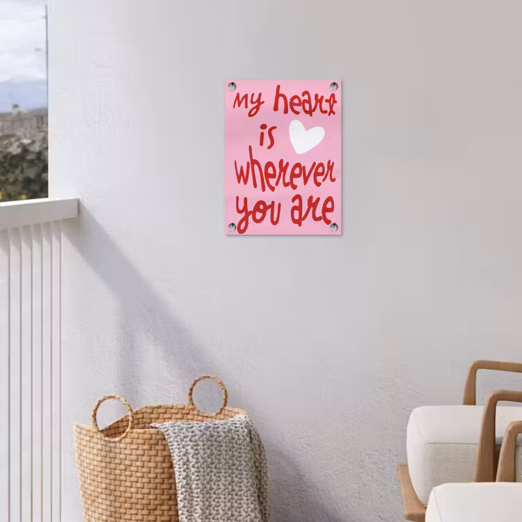 Valentijn - Hart - Liefde - Roze tuinposter los doek klein -sfeer8