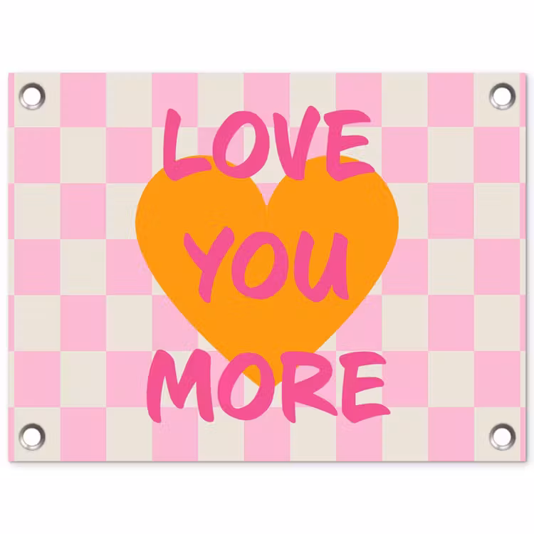 Valentijn - Love - Roze - Oranje tuinposter los doek klein -3d