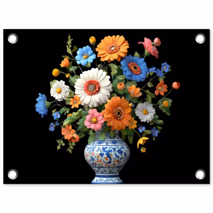 Vaas - Boeket - Bloemen - Kleur tuinposter los doek klein -3d
