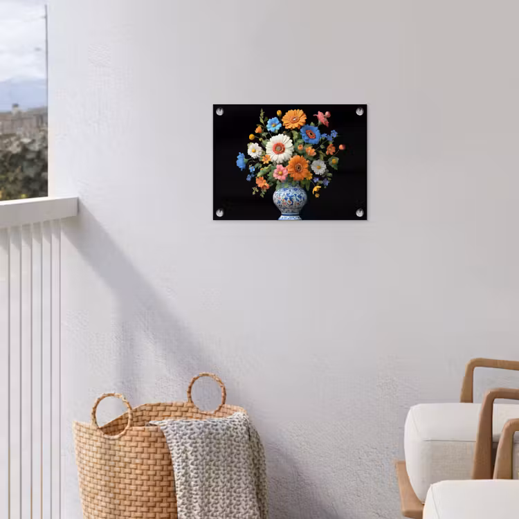 Vaas - Boeket - Bloemen - Kleur tuinposter los doek klein -sfeer8