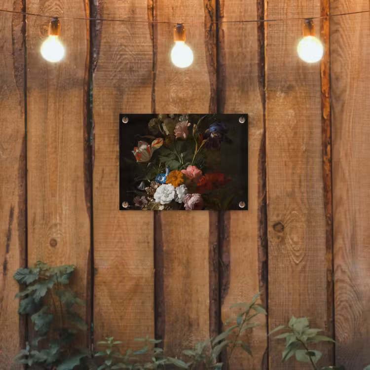 Vaas met bloemen - Schilderij van Rachel Ruysch tuinposter los doek klein -sfeer1