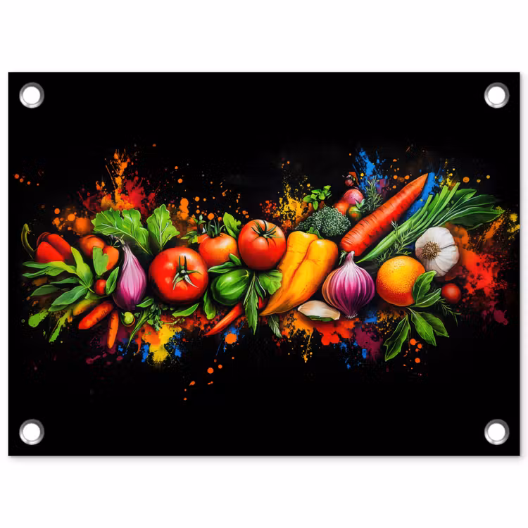Groente - Eten - Kruiden - Graffiti - Koken tuinposter los doek klein -3d