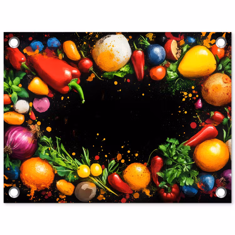 Groente - Graffiti - Kleurrijk - Koken - Abstract tuinposter los doek klein -3d