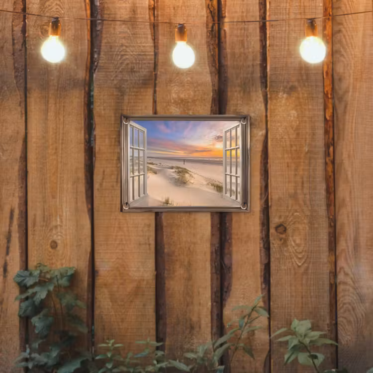 Doorkijk - Strand - Duinen - Natuur - Landschap tuinposter los doek klein -sfeer1