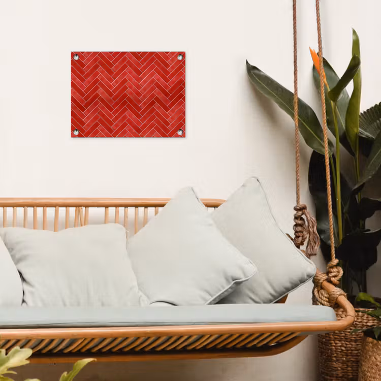 Visgraat - Tegel - Rood tuinposter los doek klein 239 -sfeer7