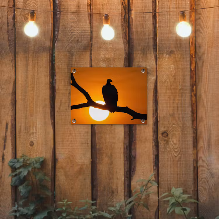 Gier - Tak - Zon - Oranje tuinposter los doek klein -sfeer1