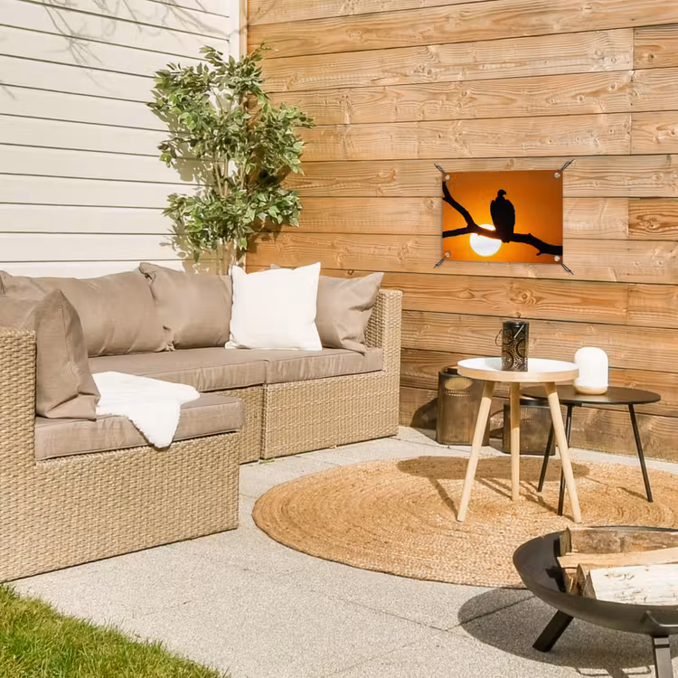 Gier - Tak - Zon - Oranje tuinposter los doek klein -sfeer4