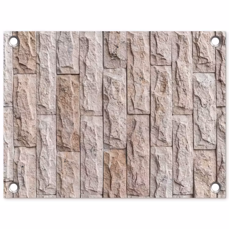 Muur - Steen - Ruw - Beige - Textuur tuinposter los doek klein -3d