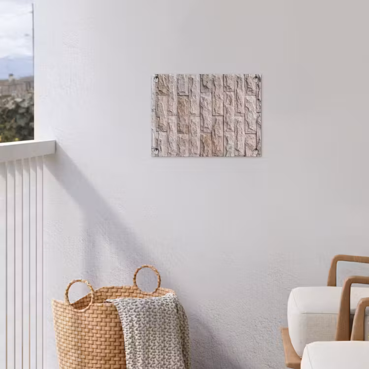 Muur - Steen - Ruw - Beige - Textuur tuinposter los doek klein -sfeer8