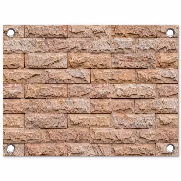 Muur - Steen - Ruw - Textuur - Beige tuinposter los doek klein -3d