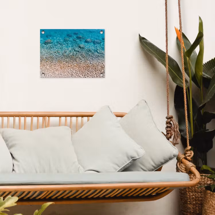 Water - Kiezels - Natuur - Levendig - Turkoois tuinposter los doek klein -sfeer7