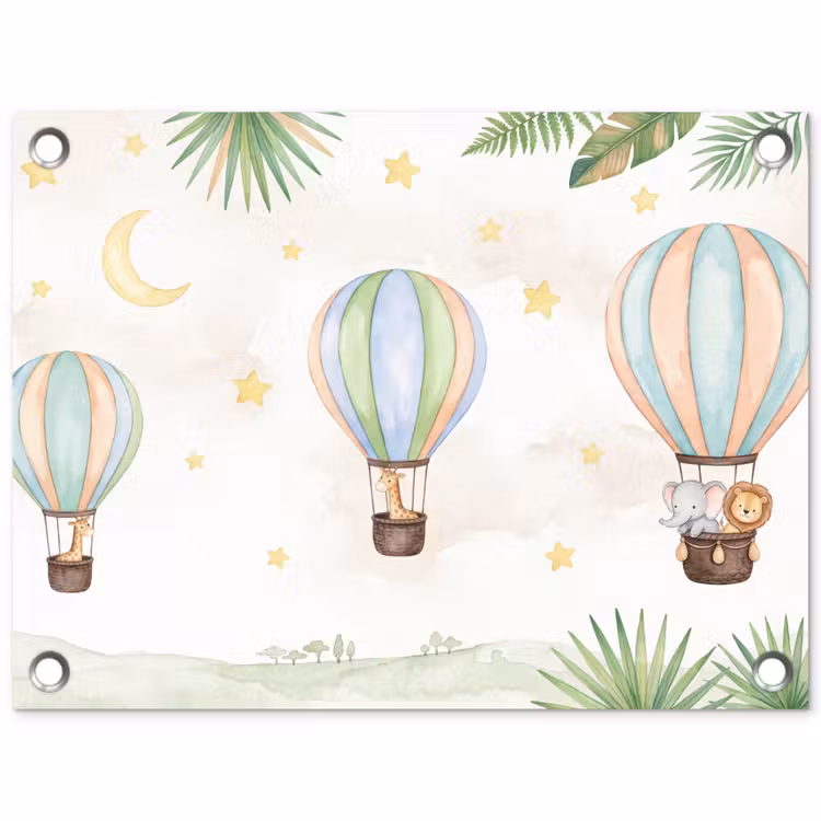 Aquarel - Luchtballonnen - Pastel tuinposter los doek klein -3d