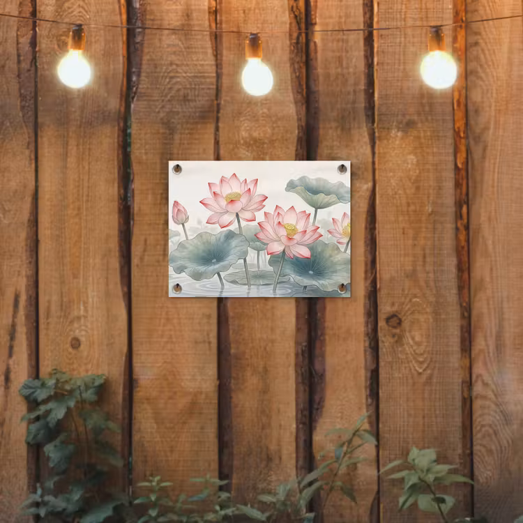 Aquarel - Lotusbloemen - Kleurrijk tuinposter los doek klein -sfeer1