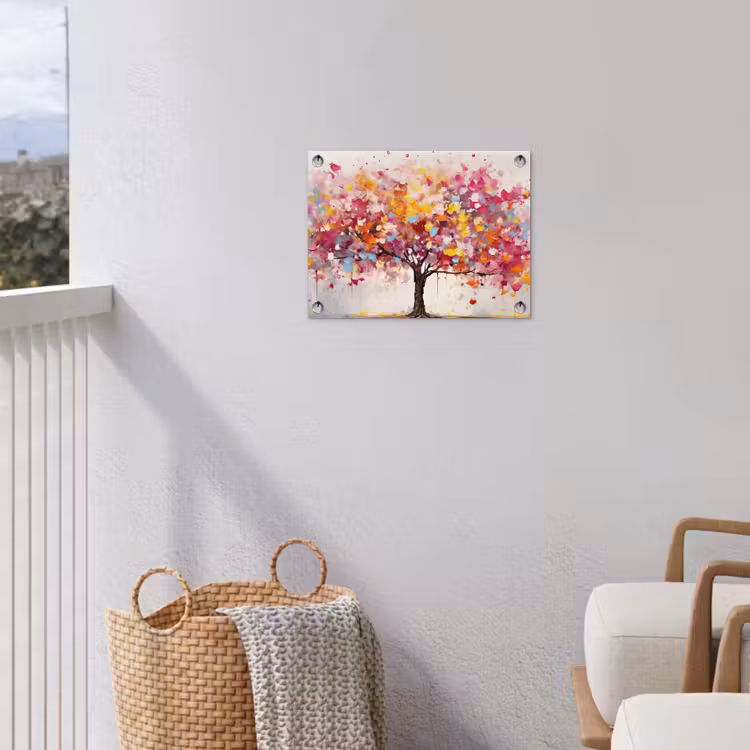 Aquarel - Boom - Kunst - Abstract tuinposter los doek klein -sfeer8