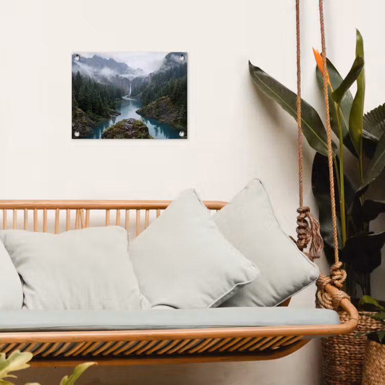 Waterval - Bomen - Bergen tuinposter los doek klein -sfeer7