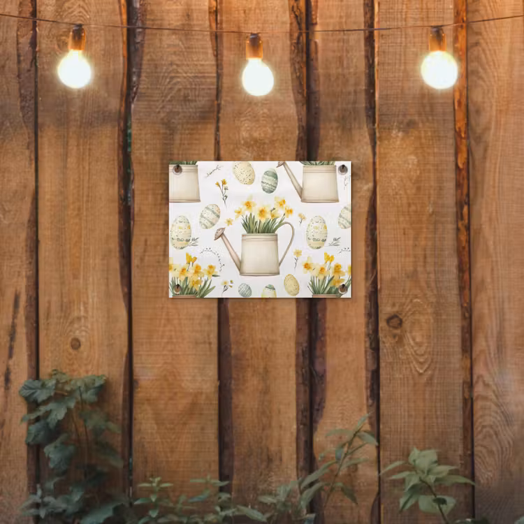 Gieter - Bloemen - Eieren tuinposter los doek klein -sfeer1