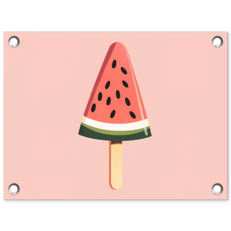 Watermeloen - Ijsje - Pitjes - Rood tuinposter los doek klein -3d