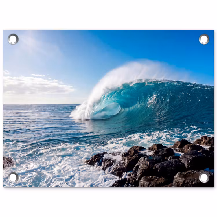 Golf - Oceaan - Brekend - Water - Blauw tuinposter los doek klein -3d