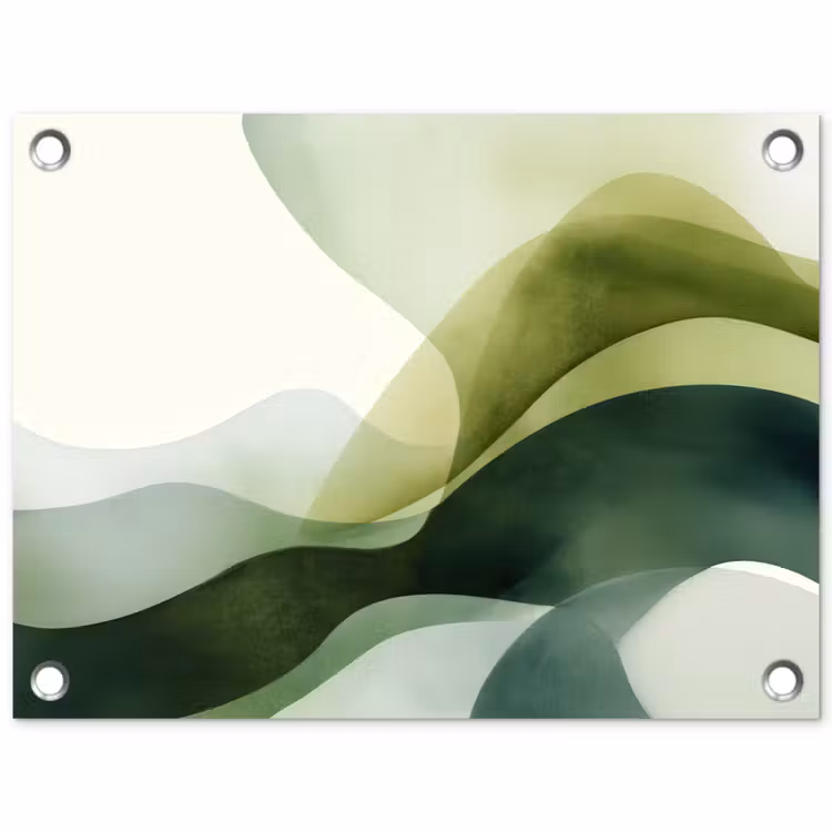 Golven - Abstract - Lichtgroen - Sierlijk tuinposter los doek klein -3d