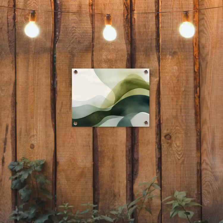 Golven - Abstract - Lichtgroen - Sierlijk tuinposter los doek klein -sfeer1