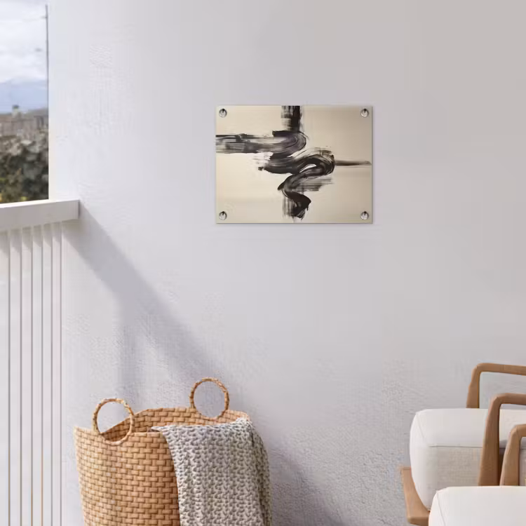 Golven - Penseelstreken - Beige - Minimalistisch tuinposter los doek klein -sfeer8