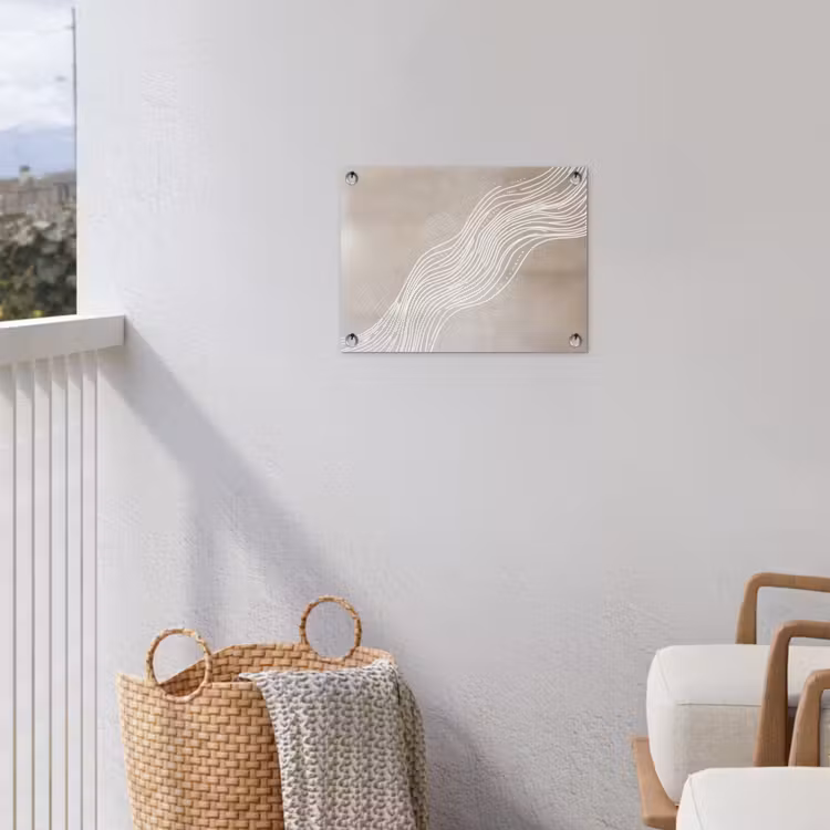 Golvende lijnen - Vloeiend - Zandkleurig tuinposter los doek klein -sfeer8