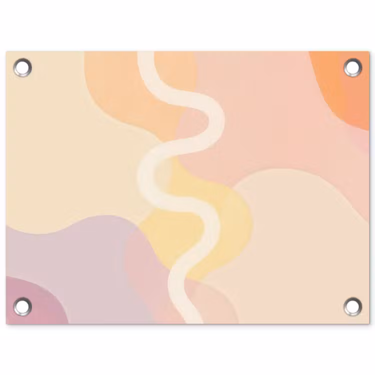 Golvende vormen - Abstract - pastel tuinposter los doek klein -3d