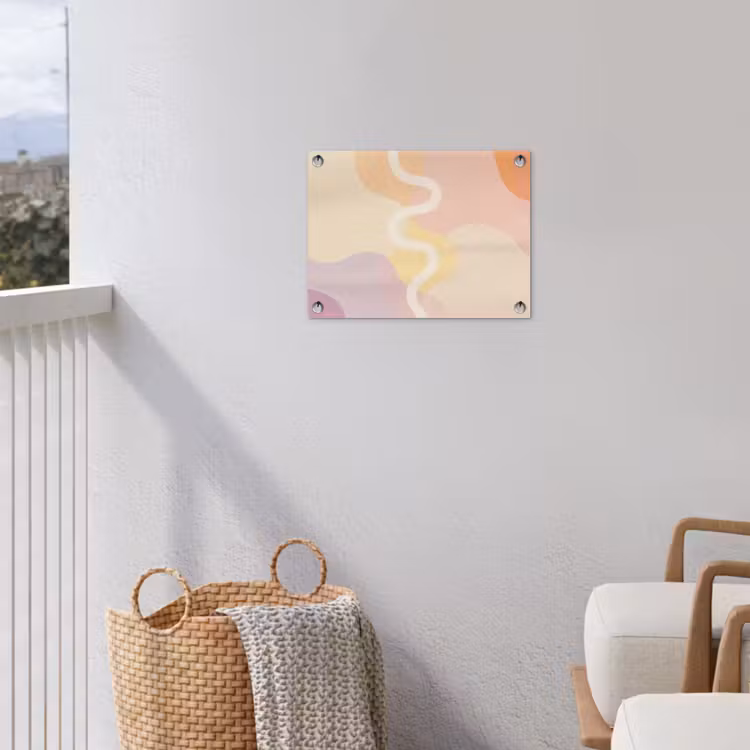 Golvende vormen - Abstract - pastel tuinposter los doek klein -sfeer8