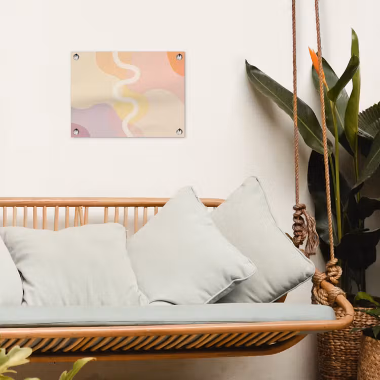 Golvende vormen - Abstract - pastel tuinposter los doek klein -sfeer7