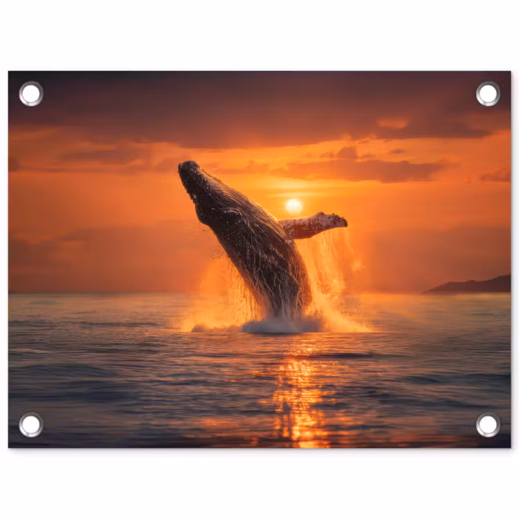 Walvis - Zon - Zee tuinposter los doek klein -3d