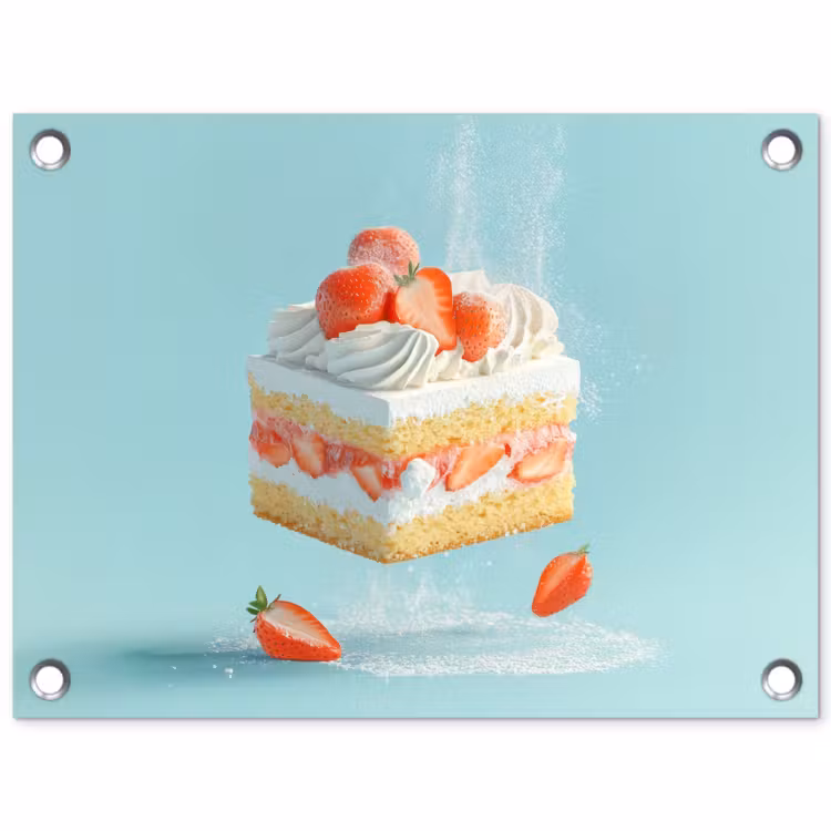 Slagroom - Taart - Blauw - Eten tuinposter los doek klein -3d